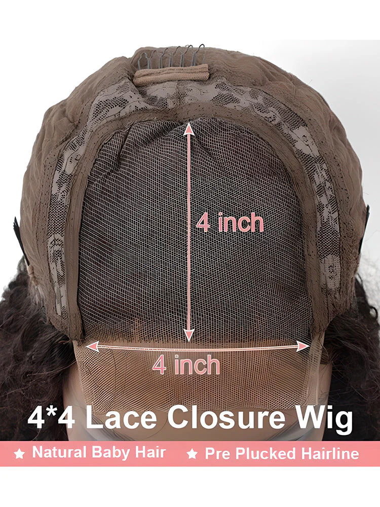 CurlyMe Water Wave 4x4 Lace Closure Wig Pre Plucked With Baby Hair For Women - Image 6