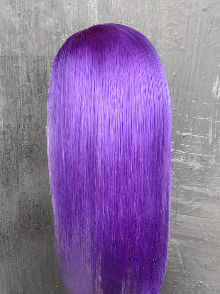 CurlyMe Purple Color Straight Virgin Hair 13x4 Lace Front Wigs - Image 3