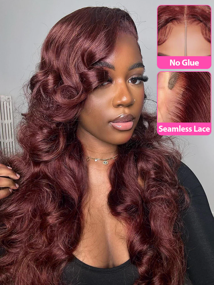 CurlyMe Pre-Plucked Wear Go Glueless Reddish Brown Body Wave Hair Pre-cut Lace - Image 4