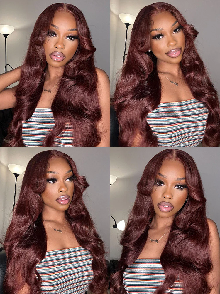 CurlyMe Pre-Plucked Wear Go Glueless Reddish Brown Body Wave Hair Pre-cut Lace - Image 5