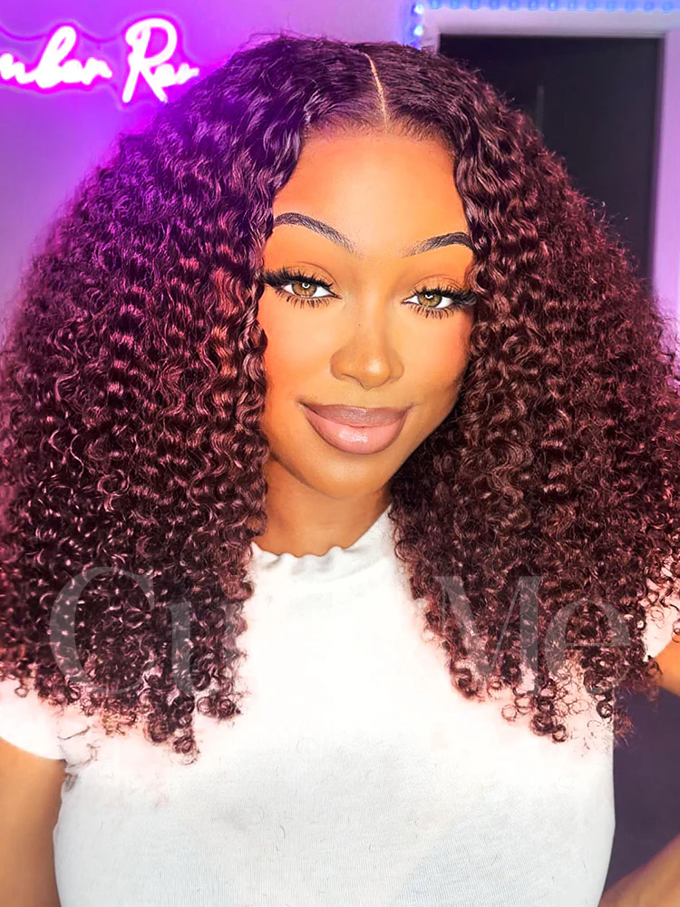 CurlyMe Pre-Plucked Wear Go Glueless Reddish Brown Kinky Curly Hair Pre-cut Lace - Image 7