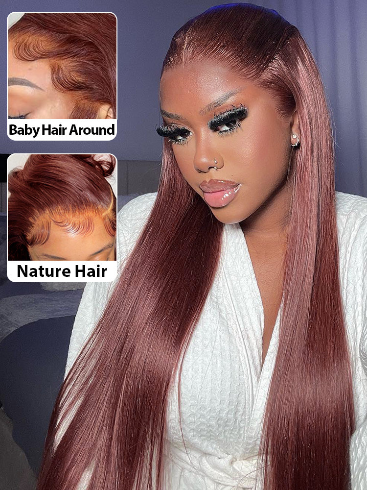 CurlyMe Pre-Plucked Wear Go Glueless Reddish Brown Straight Hair Pre-cut Lace - Image 8