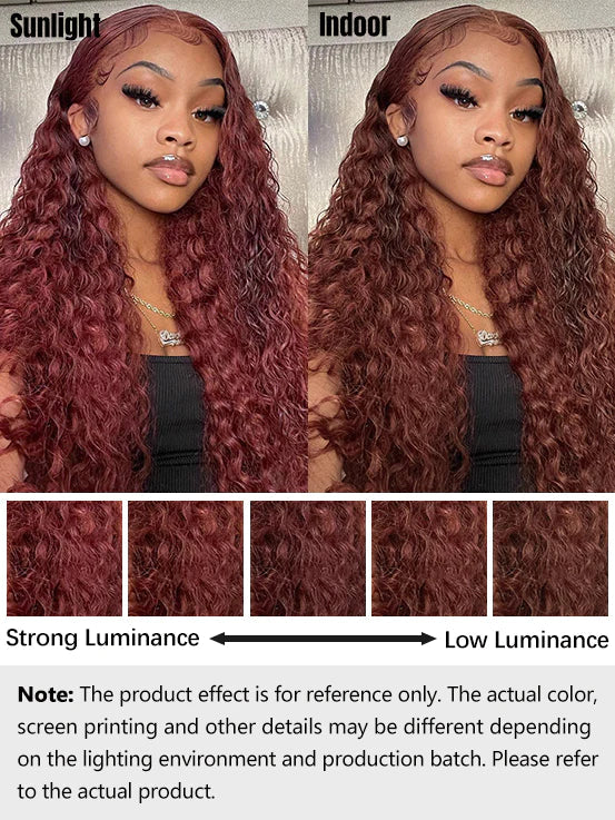 CurlyMe Pre-Plucked Wear Go Glueless Reddish Brown Water Wave Hair Pre-cut Lace - Image 11