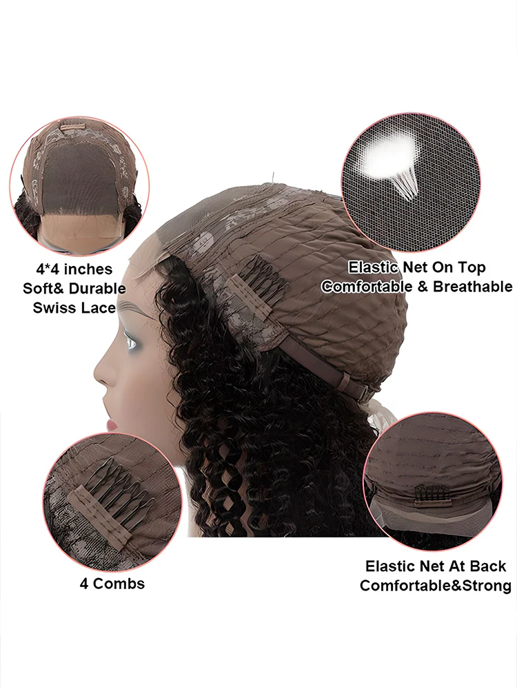 CurlyMe Hair Bob Wigs 4x4 Lace Closure Body Wave Human Hair Wig With Baby Hair - Image 8