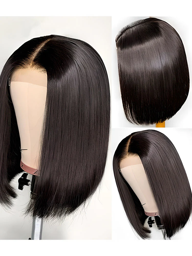 CurlyMe Short Haircuts Straight Hair 4x4 Lace Closure Bob Wigs Pre Plucked - Image 6