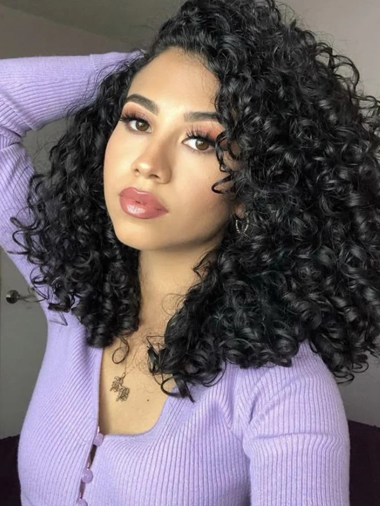 CurlyMe Short Cut Water Wave Hair 13x4 Transparent Lace Bob Wig Pre Plucked - Image 5