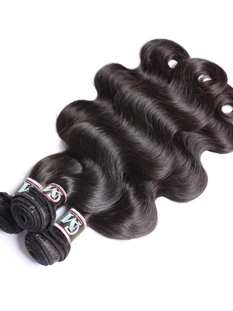 CurlyMe Body Wave Virgin Human Hair 3 Bundles With 4x4Closure Natural Black - Image 7