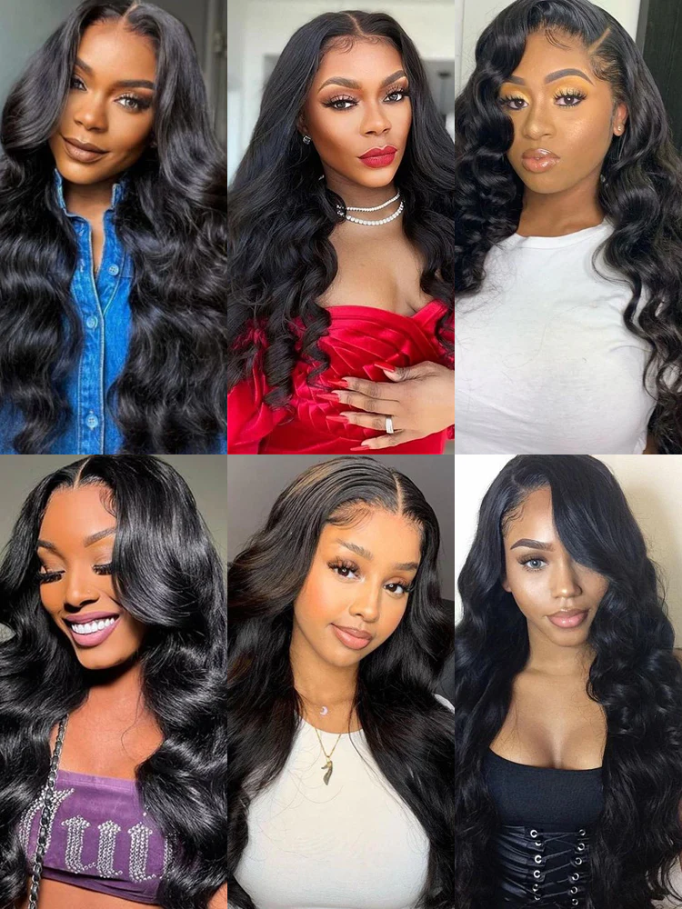 CurlyMe Body Wave Virgin Human Hair 4 Bundles with 13x4 Lace Frontal Natural Black - Image 3