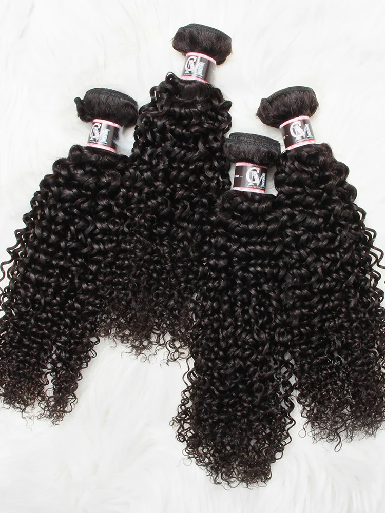 CurlyMe Kinky Curly Virgin Human Hair 4 Bundles with 4x4 Closure Natural Black - Image 4