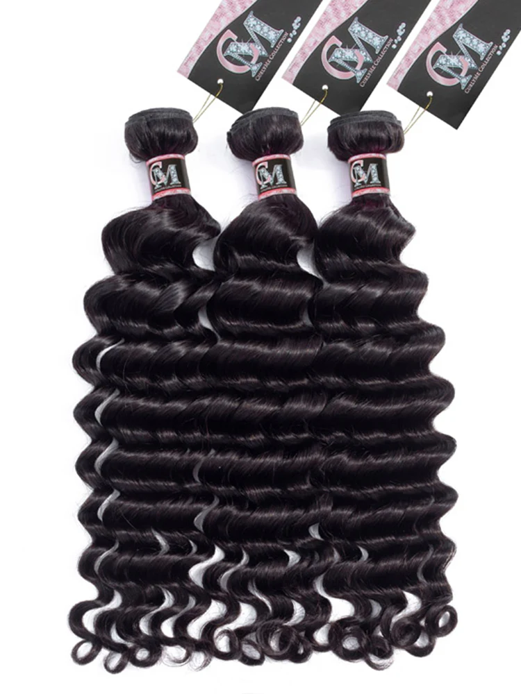 CurlyMe Loose Deep Virgin Human Hair 3 Bundles With 4x4 Closure Natural Black - Image 3