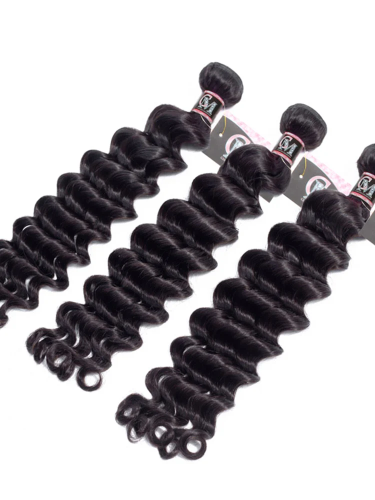 CurlyMe Loose Deep Virgin Human Hair 3 Bundles With 4x4 Closure Natural Black - Image 6