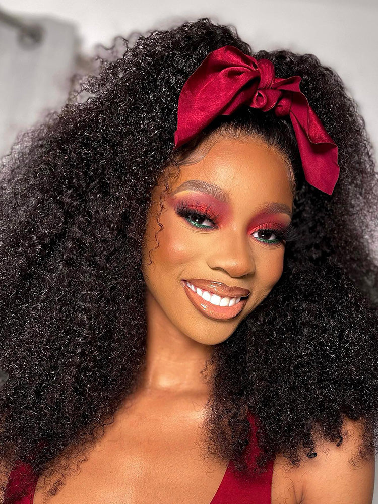 CurlyMe Afro Kinky Coily Hair Headband Wig Curly Non Lace Human Hair Wigs - Image 4
