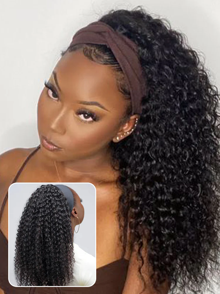 CurlyMe Deep Wave Headband Wig Human Hair 180% Density Thick Non Lace Wigs - Image 4