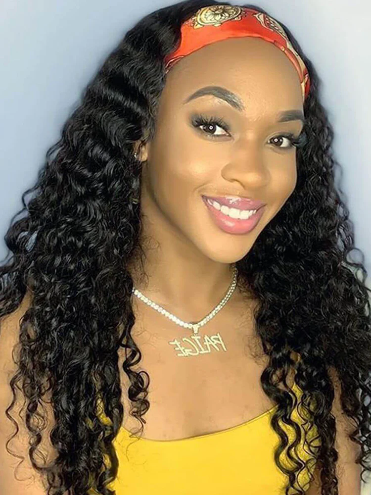 CurlyMe Deep Wave Headband Wig Human Hair 180% Density Thick Non Lace Wigs - Image 9