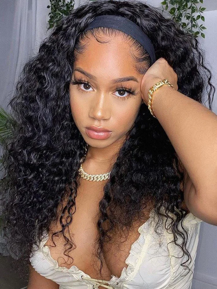 CurlyMe Glueless Water Wave Hair Headband Wig Adjustable No Lace Wig - Image 11