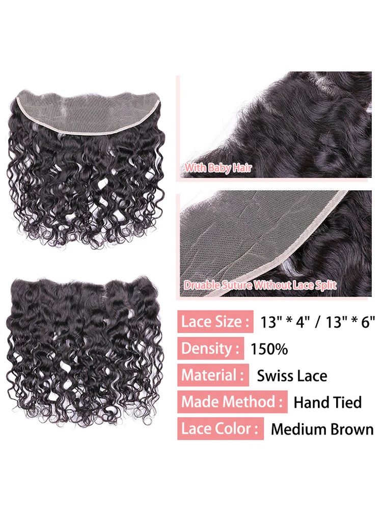 CurlyMe Natural Wave Virgin Human Hair 13x4 Lace Frontal Natural Black - Image 5