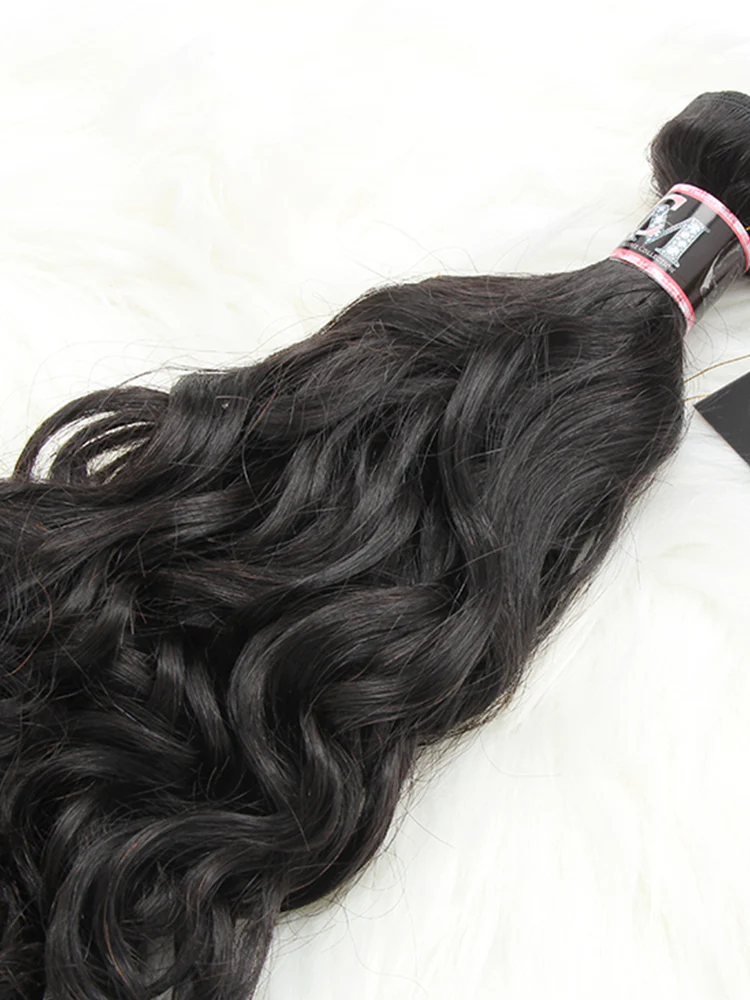 CurlyMe Natural Wave Virgin Human Hair 4 Bundles with 13x4 Frontal Natural Black - Image 7