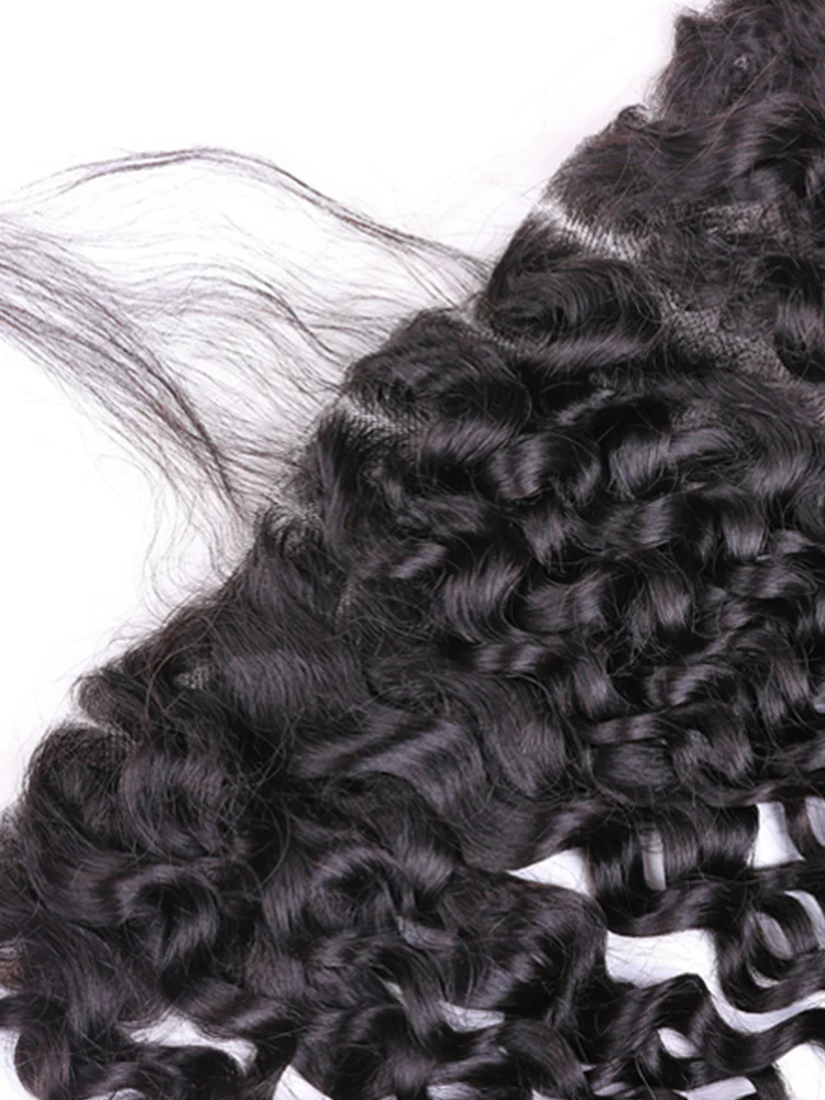 CurlyMe Water Wave Virgin Human Hair 13x4 Lace Frontal Natural Black - Image 3