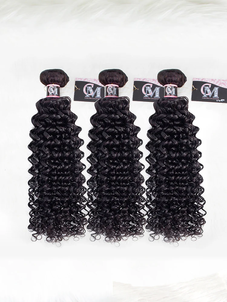 CurlyMe Water Wave Virgin Human Hair 3 Bundles With 4x4 Closure Natural Black - Image 3