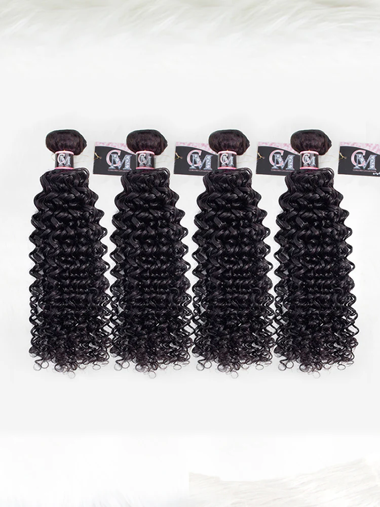 CurlyMe Water Wave Virgin Human Hair 4 Bundles with 13x4 Frontal Natural Black - Image 3