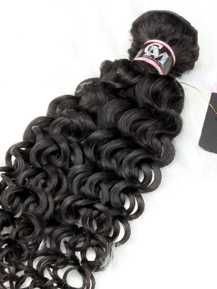 CurlyMe Water Wave Virgin Human Hair 4 Bundles with 13x4 Frontal Natural Black - Image 7