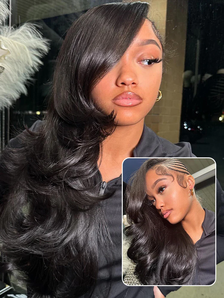 CurlyMe Virgin Human Hair Pre plucked 13x6 Lace Front Wigs Body Wave Hair - Image 3