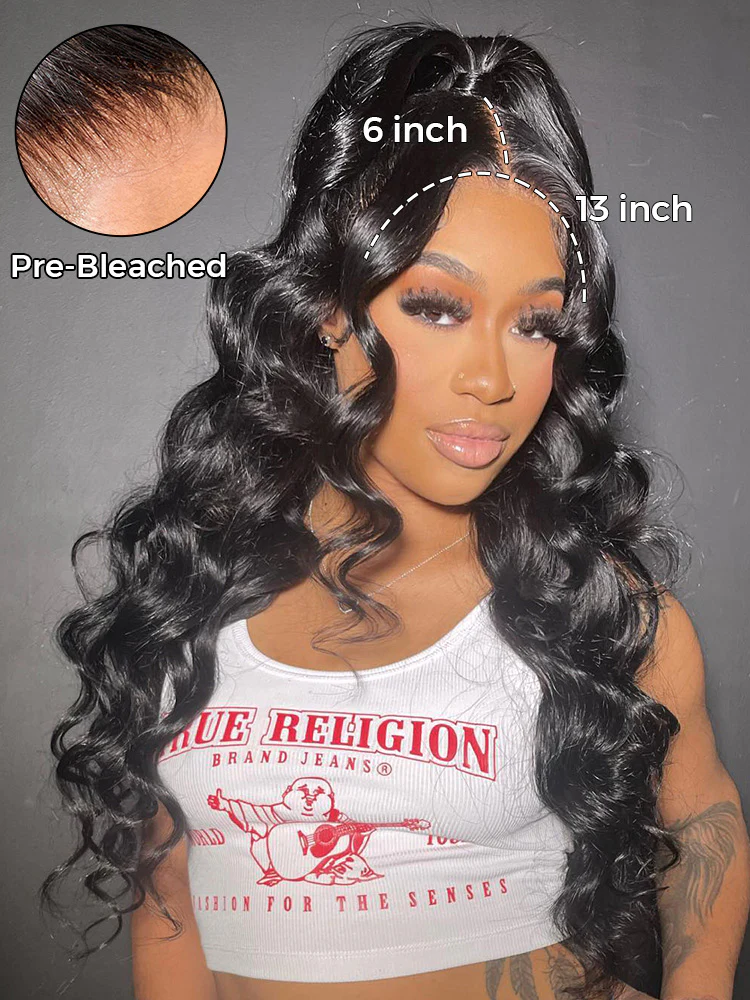 CurlyMe Virgin Human Hair Pre plucked 13x6 Lace Front Wigs Body Wave Hair - Image 4
