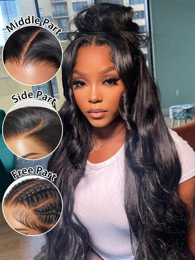 CurlyMe Virgin Human Hair Pre plucked 13x6 Lace Front Wigs Body Wave Hair - Image 5