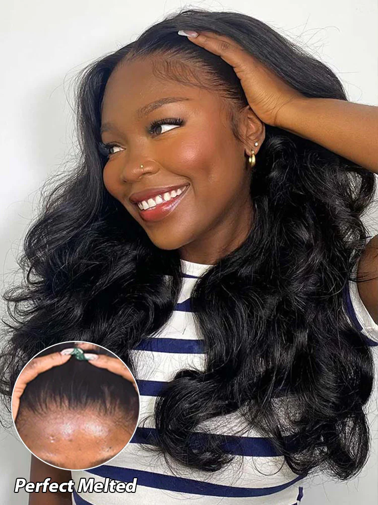 CurlyMe Virgin Human Hair Pre plucked 13x6 Lace Front Wigs Body Wave Hair - Image 7
