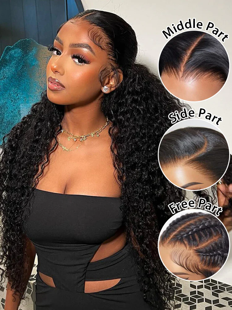 CurlyMe Deep Wave Long Hair 13x6 Lace Front Wigs Pre Plucked With Baby Hair - Image 4