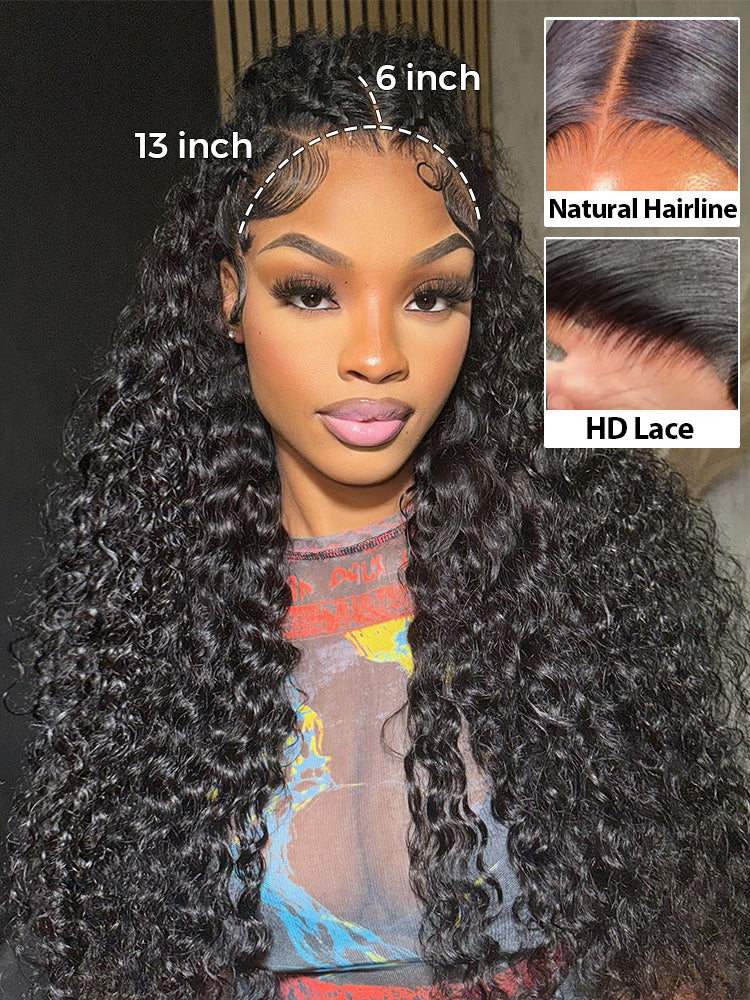 CurlyMe Deep Wave Long Hair 13x6 Lace Front Wigs Pre Plucked With Baby Hair - Image 5
