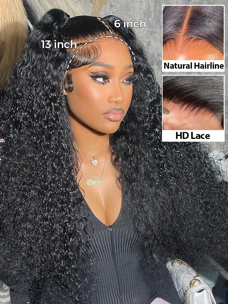 CurlyMe Kinky Curly Human Hair Wigs 13x6 Lace Front Wigs Bomb Look - Image 3