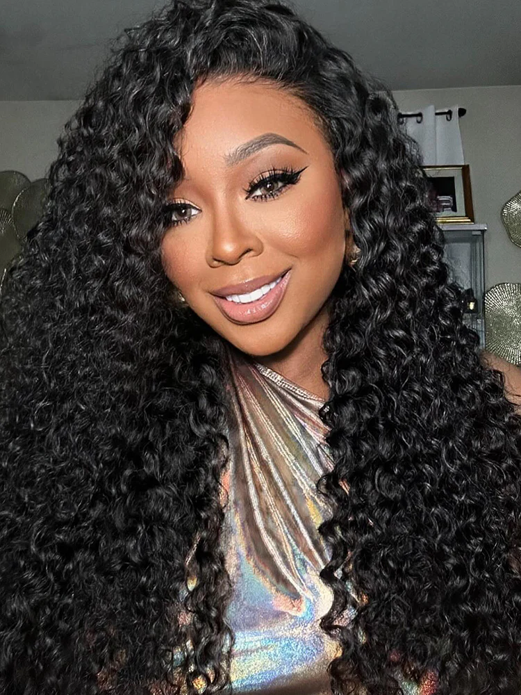 CurlyMe Kinky Curly Human Hair Wigs 13x6 Lace Front Wigs Bomb Look - Image 6
