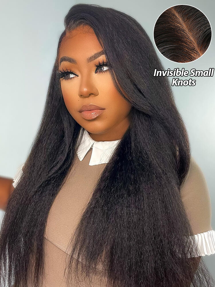 CurlyMe Kinky Straight Human Hair Wigs 13x6 Lace Front Wigs Bomb Look - Image 4