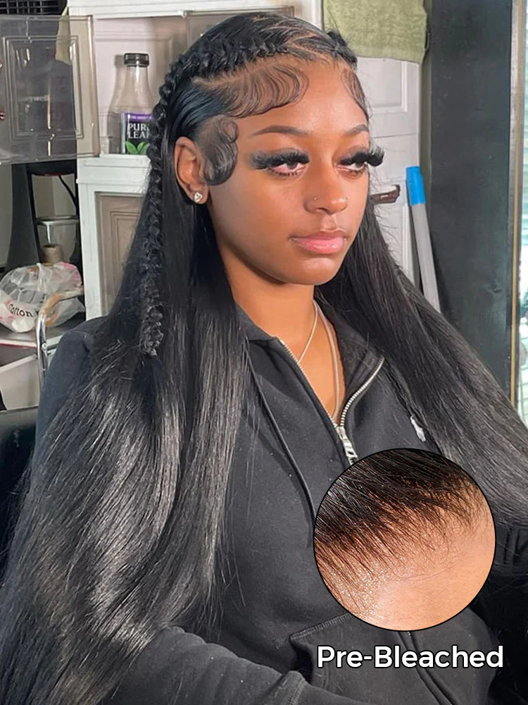 CurlyMe Silky Straight Long Hair 13x6 Lace Front Wigs Pre Plucked Natural Hairline - Image 3