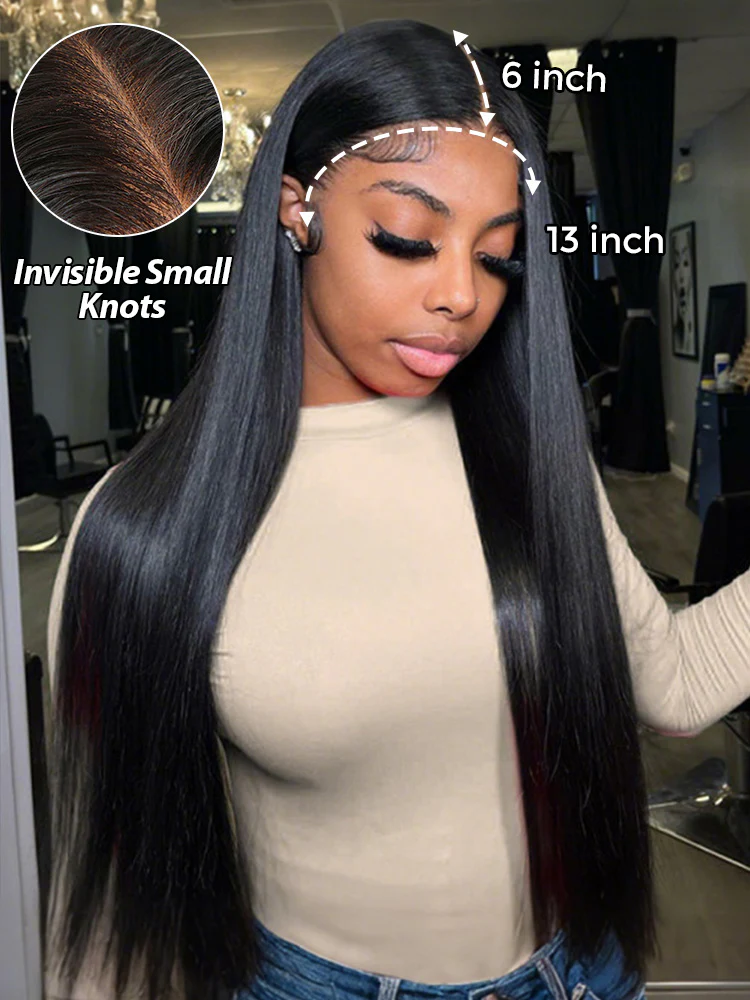 CurlyMe Silky Straight Long Hair 13x6 Lace Front Wigs Pre Plucked Natural Hairline - Image 5