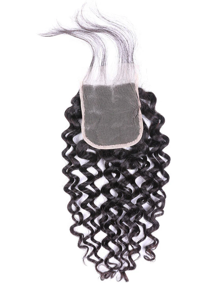 Water Wave Natural Black Hair 4x4 Lace Closure - Image 3