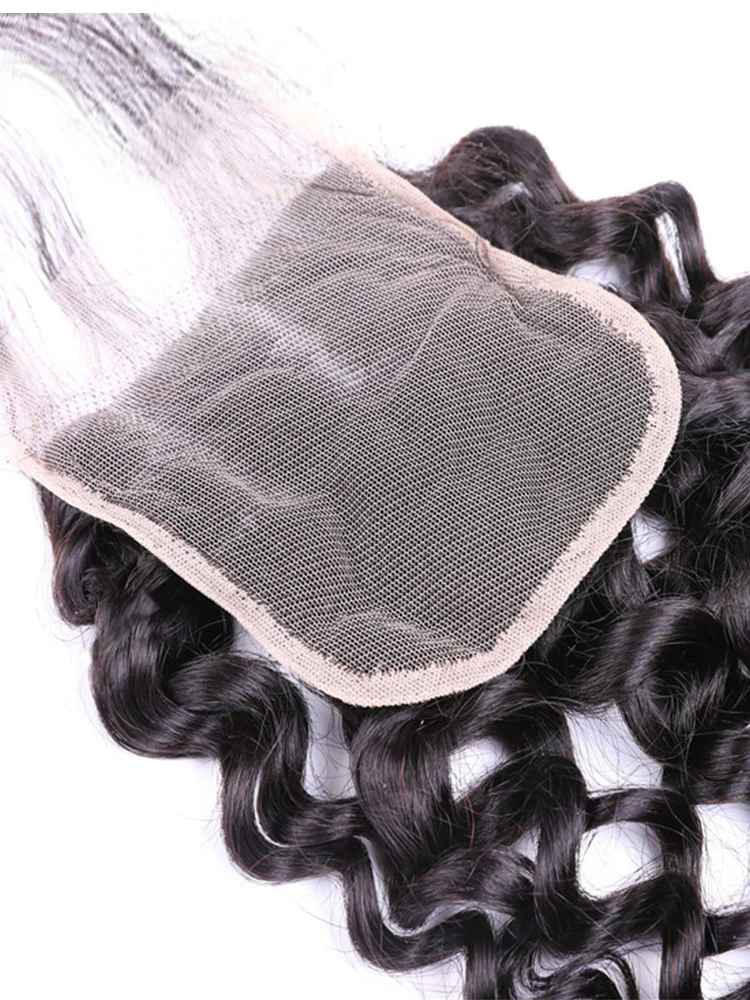 Water Wave Natural Black Hair 4x4 Lace Closure - Image 4