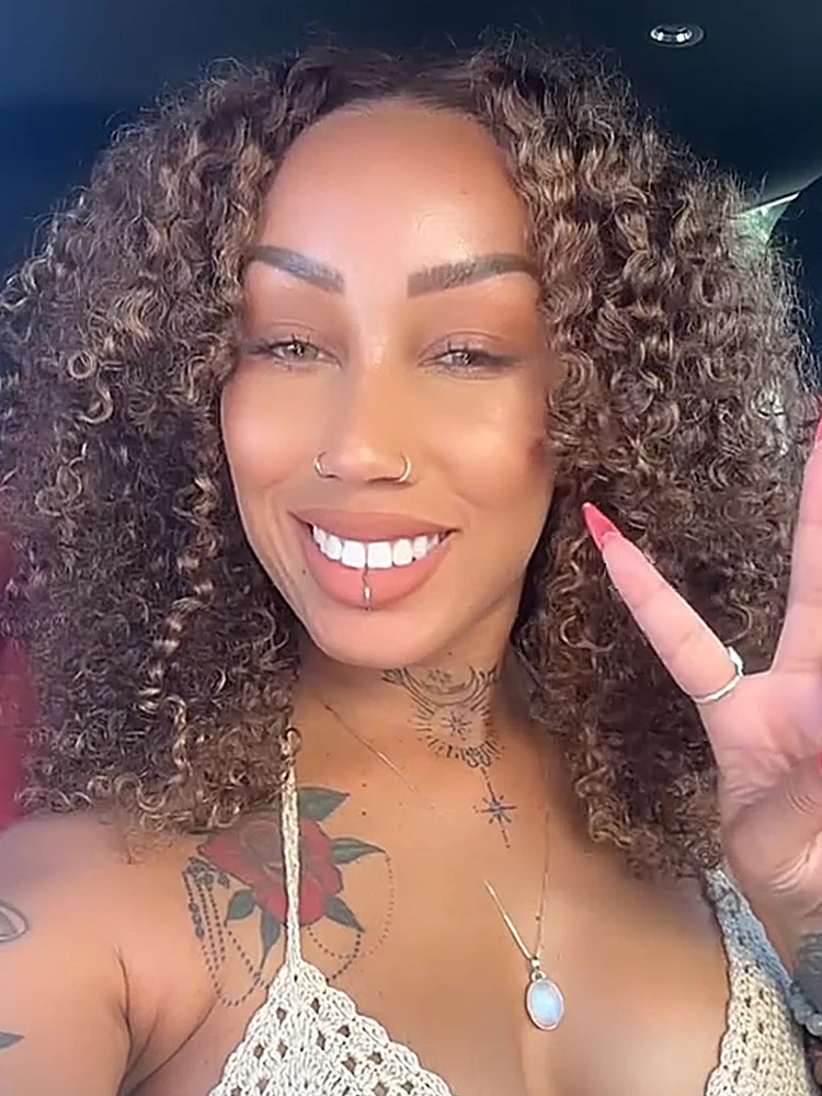 CurlyMe Highlights Ombre Kinky Curly Glueless Bob Wig Wear Go 7x5 Pre Cut  Lace Wig - Image 10