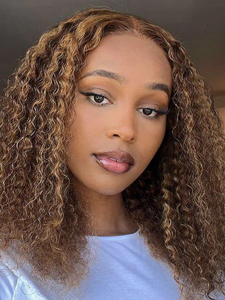 CurlyMe Highlights Ombre Water Wave Glueless Bob Wig Wear Go 7x5 Pre Cut Lace Wig - Image 5