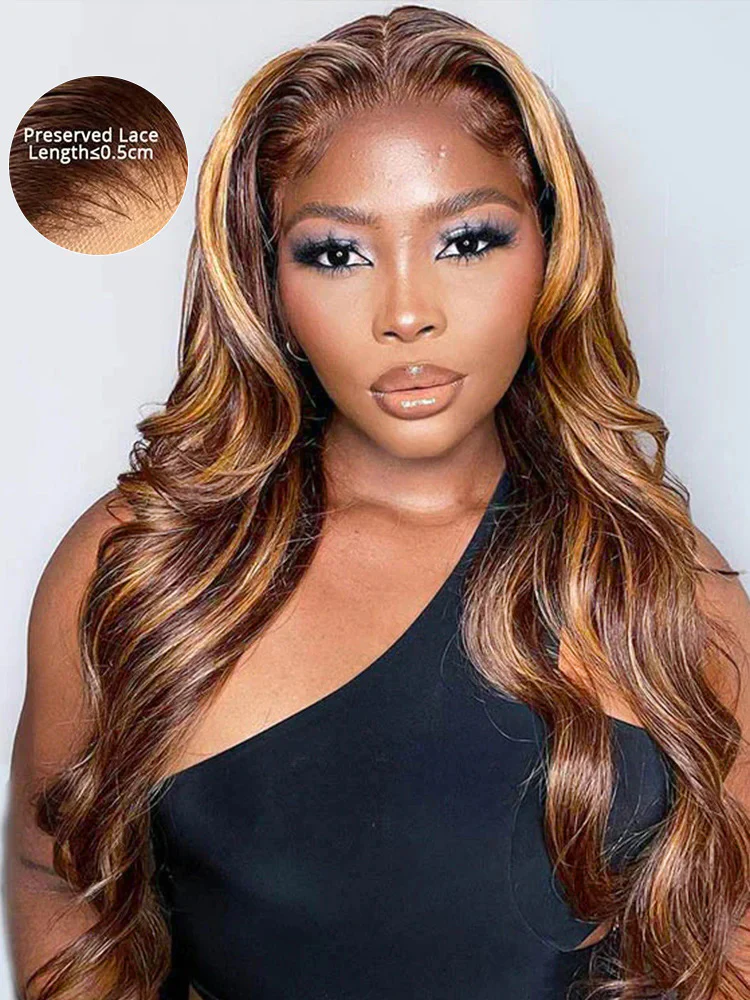 CurlyMe 4/27 Highlights Ombre Wear Go Body Wave Glueless Wigs Pre Cut Lace Wig - Image 3