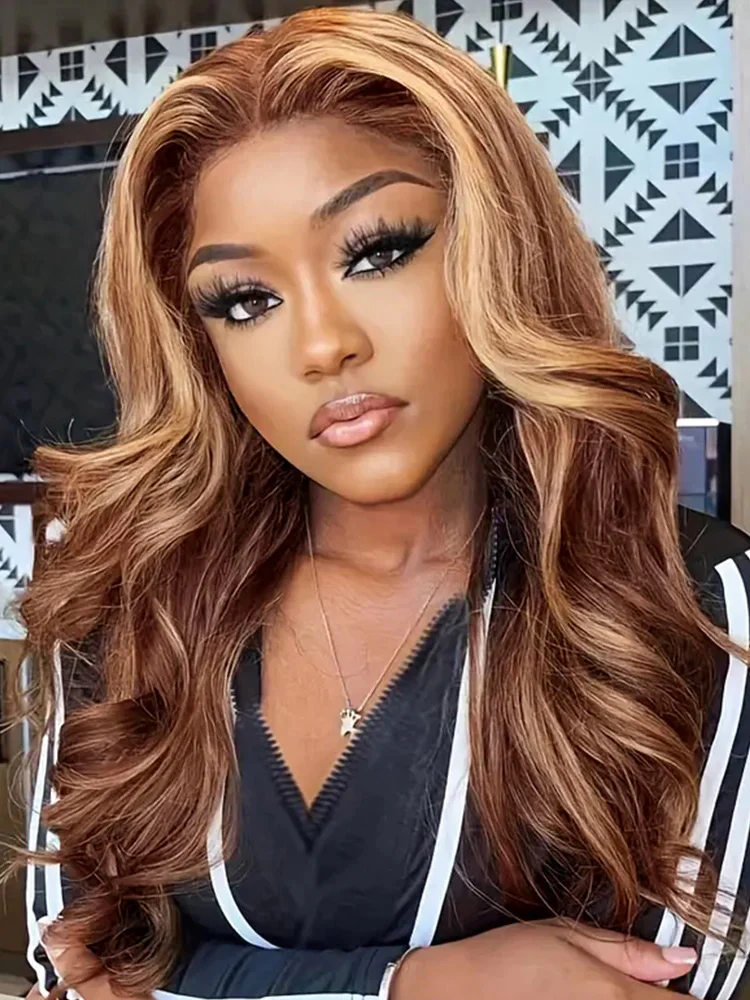 CurlyMe 4/27 Highlights Ombre Wear Go Body Wave Glueless Wigs Pre Cut Lace Wig - Image 8