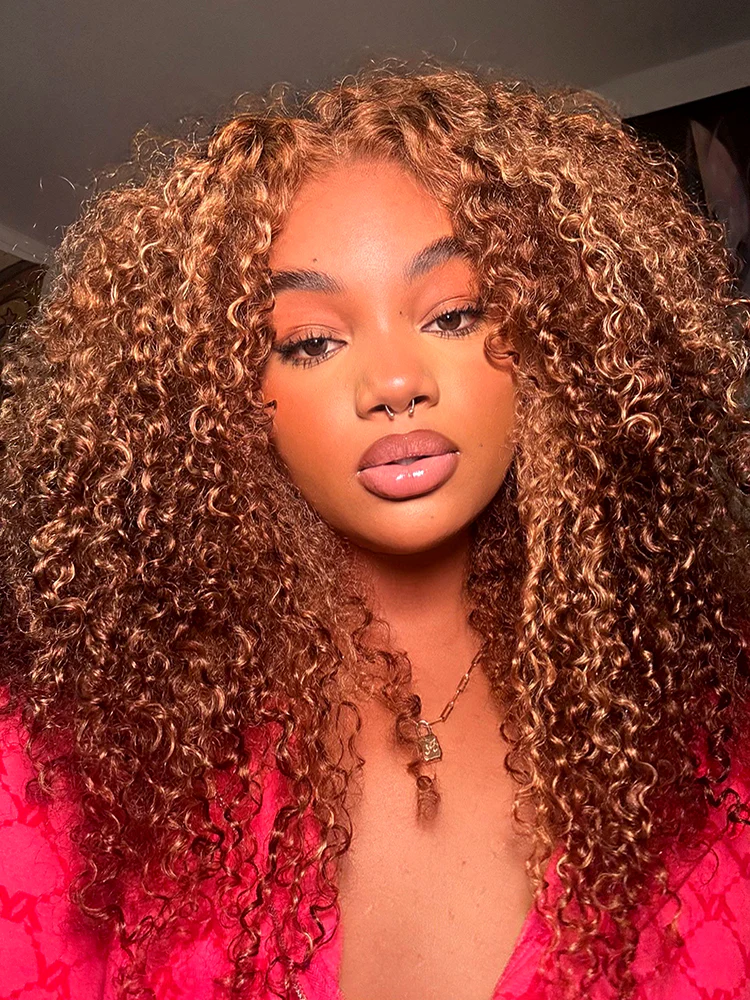 CurlyMe Wear Go Glueless Highlights Ombre Hair Pre-cut Lace Kinky Curly Wig - Image 12