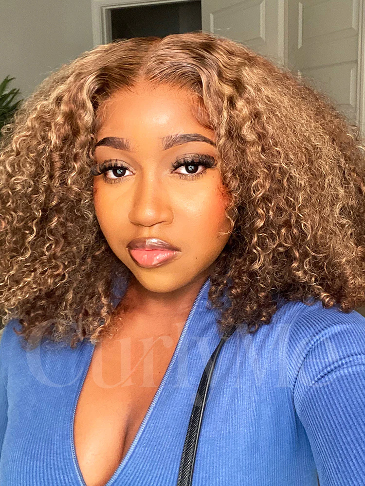 CurlyMe Wear Go Glueless Highlights Ombre Hair Pre-cut Lace Kinky Curly Wig - Image 7