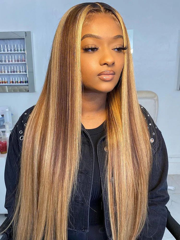 CurlyMe Highlights Ombre 7x5 Lace Wear Go Straight Glueless Wigs Pre Cut Lace Wig - Image 11