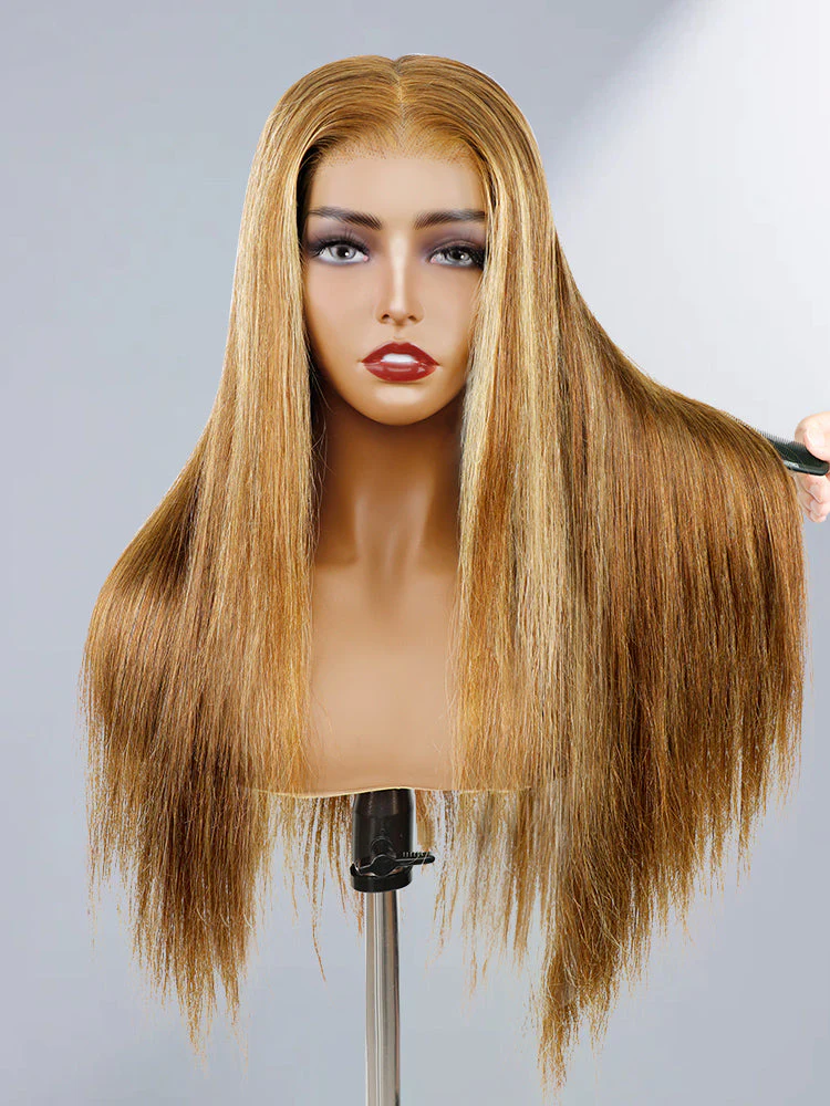 CurlyMe Highlights Ombre 7x5 Lace Wear Go Straight Glueless Wigs Pre Cut Lace Wig - Image 8