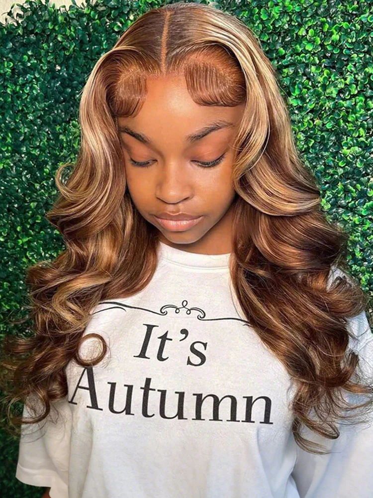 CurlyMe Highlights Ombre 7x5 Swiss Lace Wear Go Wand Curl Glueless Wigs Pre Cut Lace Wig - Image 3